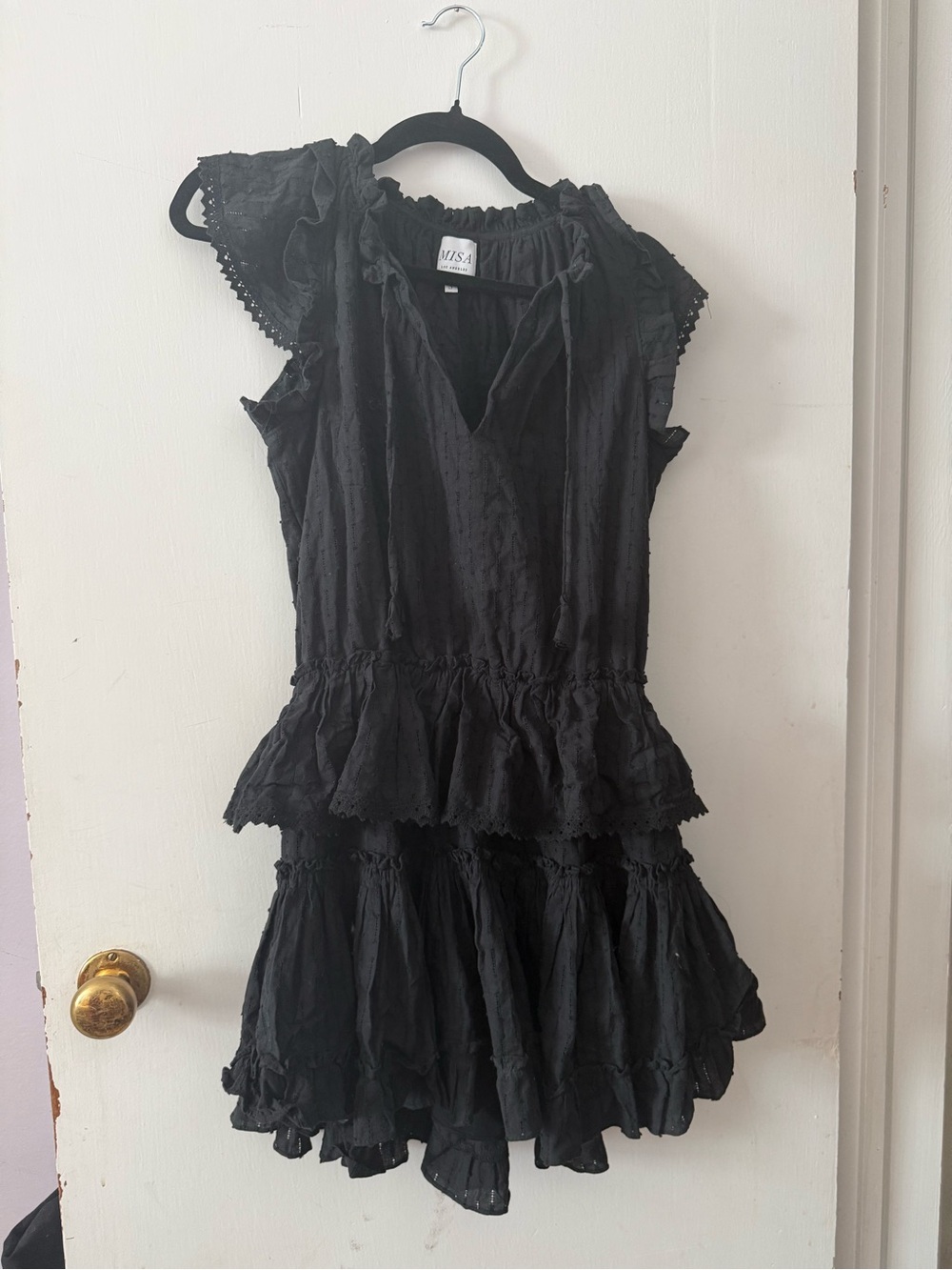 Misa Los Angeles Black Ruffle Tiered Mini Dress